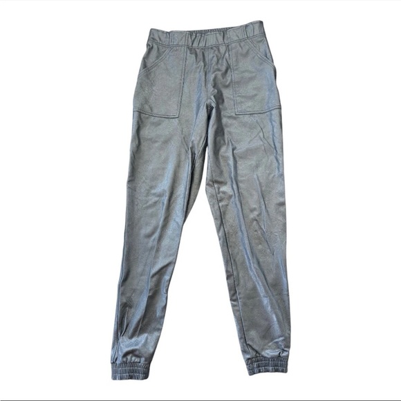 SPANX Pants - Spanx Pull On Leather Pants Small Women Gray Highrise Pocket Tapered Leg 28x29